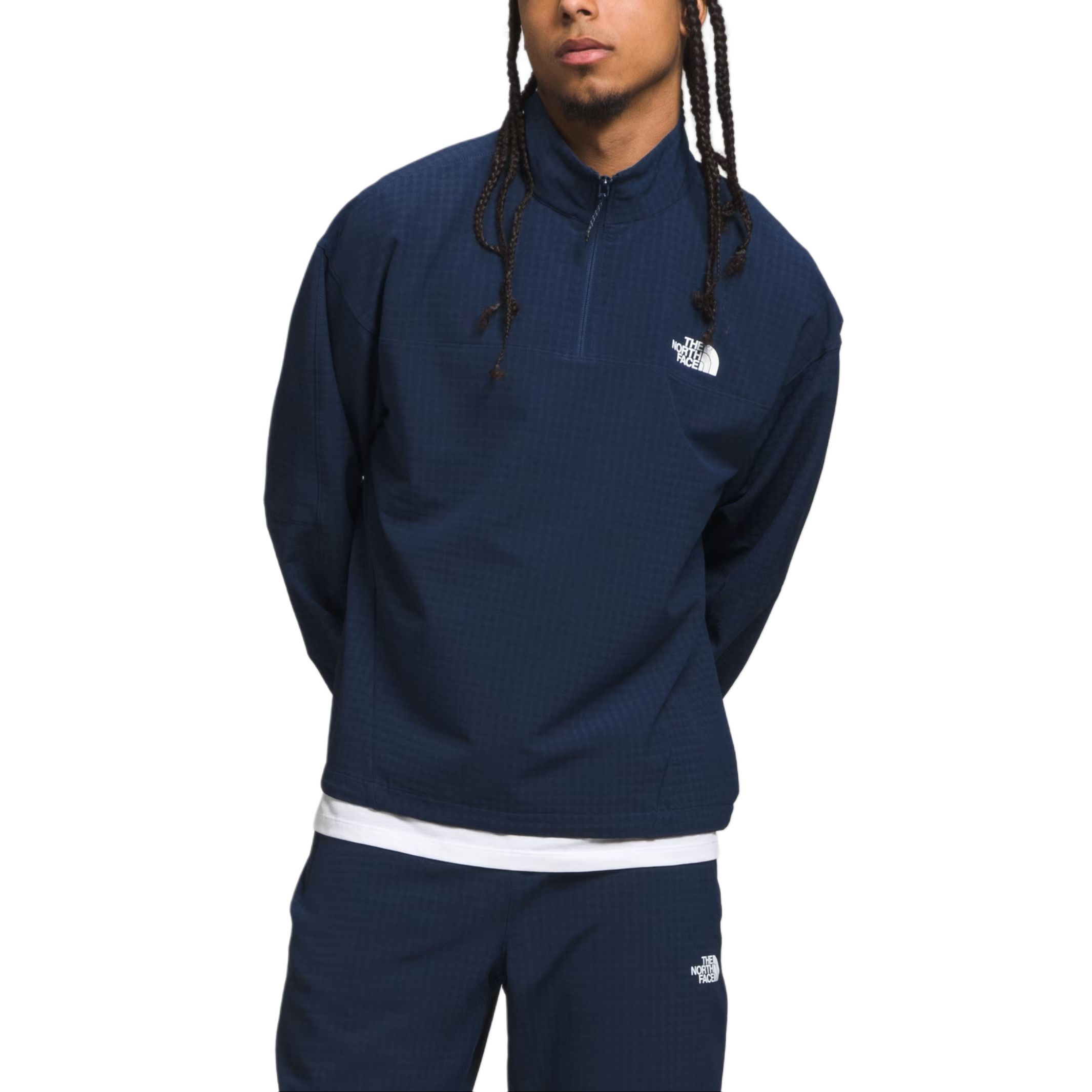 The North Face Plaid Letter Print Loose High Collar Sweatshirt Blue NF0A832U-8K2