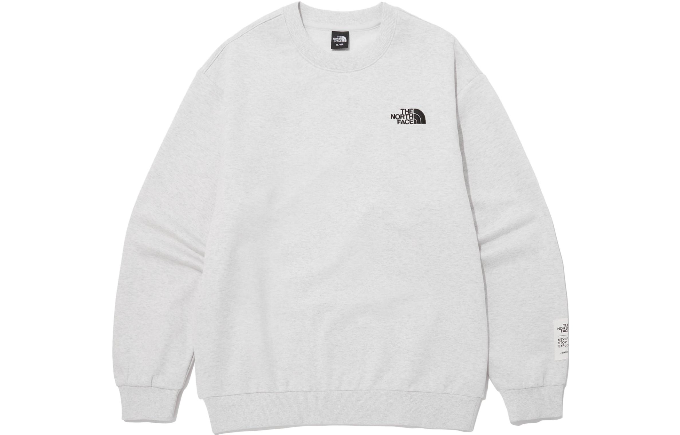 TNF Plain Logo Embroidered Crewneck Sweatshirt Unisex Light Grey NM5MP55B