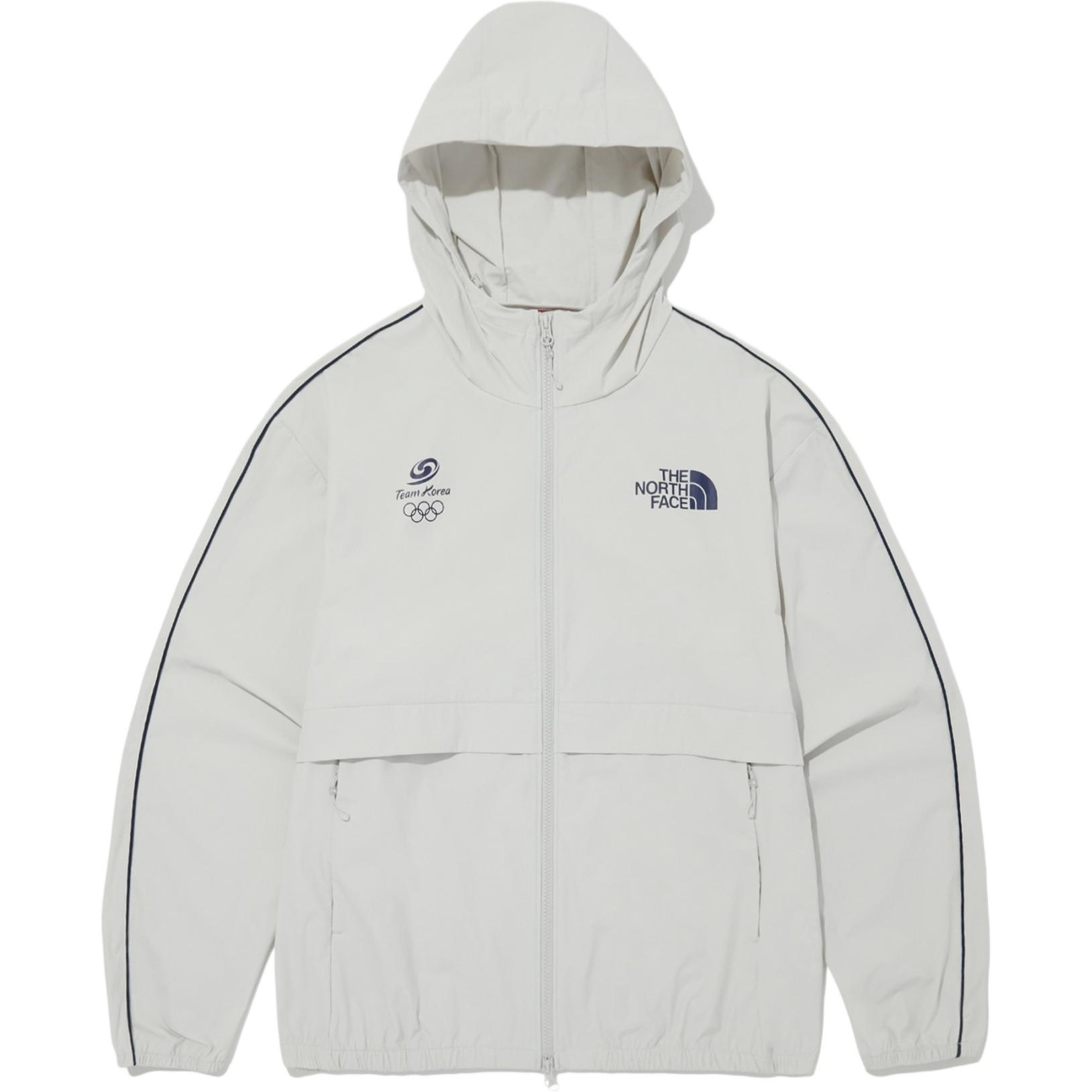 TNF PO Team Korea Ice Run Logo Hoodie Zip Jacket Men Light Gray OJ3BQ06A