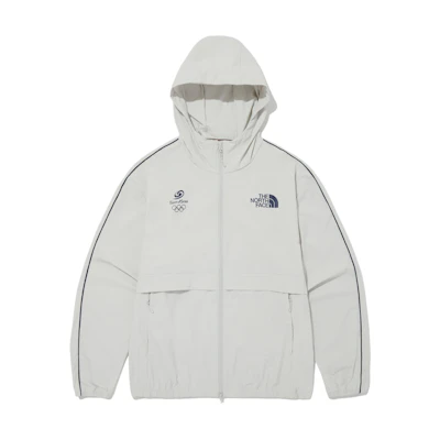 TNF PO Team Korea Ice Run Logo Hoodie Zip Jacket Men Light Gray OJ3BQ06A