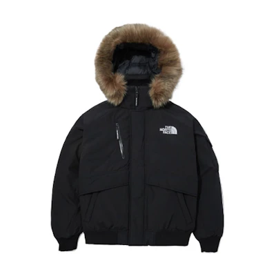 TNF Polar Air Logo Embroidered Hooded Puffer Jacket Black Unisex NJ1DP86A