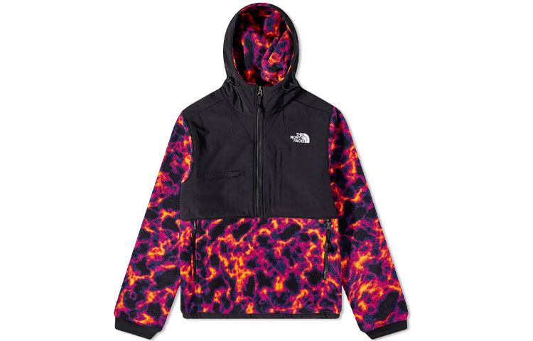 THE NORTH FACE Printed Denali 2 Half-Zip Hooded Jacket Black Mens. NF0A5J1H-29K