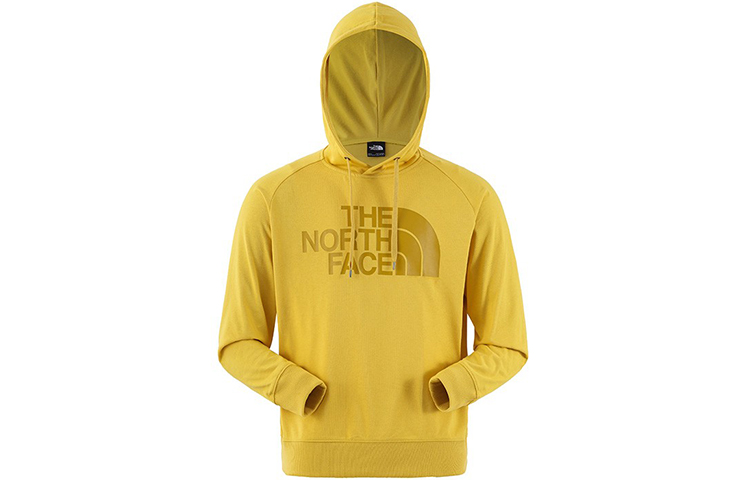TNF Printed Logo Yellow Knit Hooded Pullover Sweatshirt Unisex NF0A497I-ZBJ