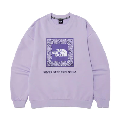TNF Purple Bandana Print Crewneck Long Sleeve Sweatshirt NM5MN60E