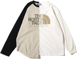 The North Face PURPLE LABEL Beige Colorblock Logo Print Long Sleeve Tee NT3205N-OW The North Face PURPLE LABEL Beige Colorblock Logo Print Long Sleeve Tee NT3205N-OW