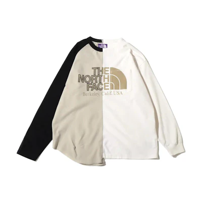 TNF PURPLE LABEL Beige Colorblock Logo Print Long Sleeve Tee NT3205N-OW