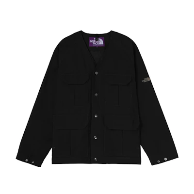 TNF Purple Label Black V-Neck Casual Multi-Pocket Flight Jacket NP2205N-K