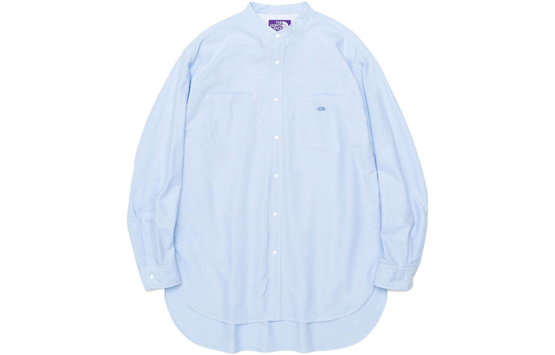 The North Face PURPLE LABEL Blue Logo Embroidered Button-Up Shirt Unisex NT3201N-SX