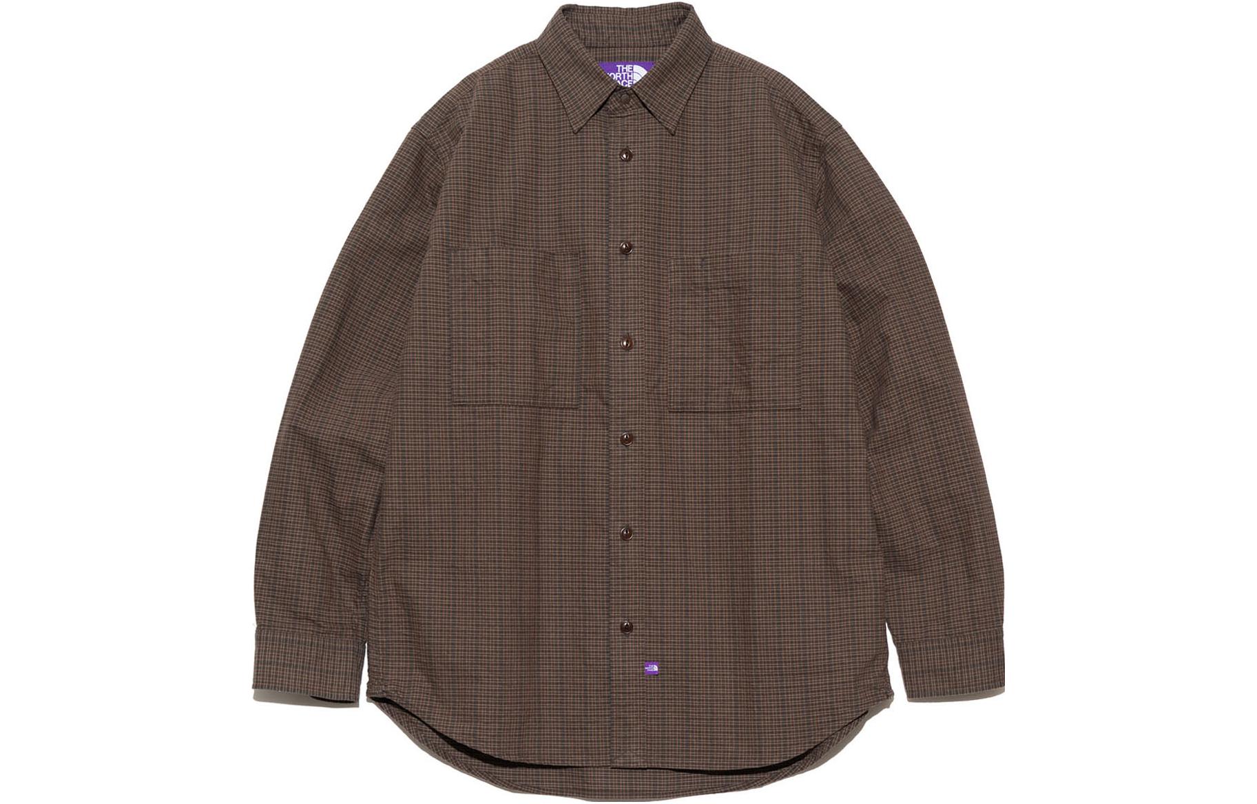 The North Face PURPLE LABEL Brown Striped Flannel Field Work Shirt NT3376N-BR