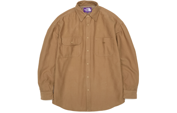 The North Face PURPLE LABEL Flannel Loose Fit Long Sleeve Shirt Khaki NT3151N-CO