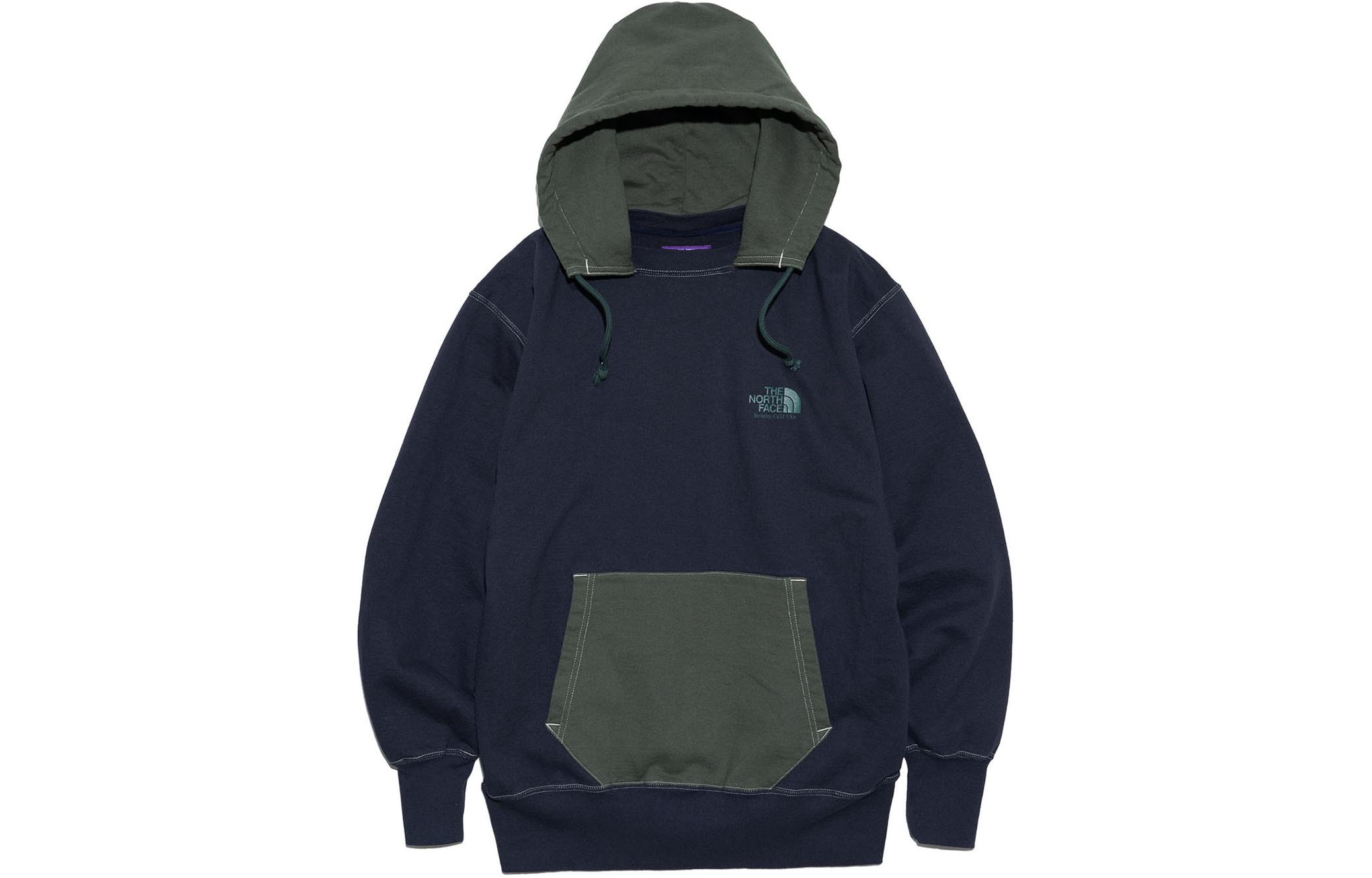 The North Face Purple Label FW23/SS24 Colorblock Logo Hoodie Navy Unisex Retro Style NT6400N-VN