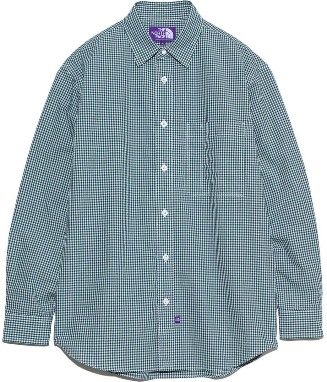 the-north-face-purple-label-green-gingham-long-sleeve-shirt-nt-3433-n-g