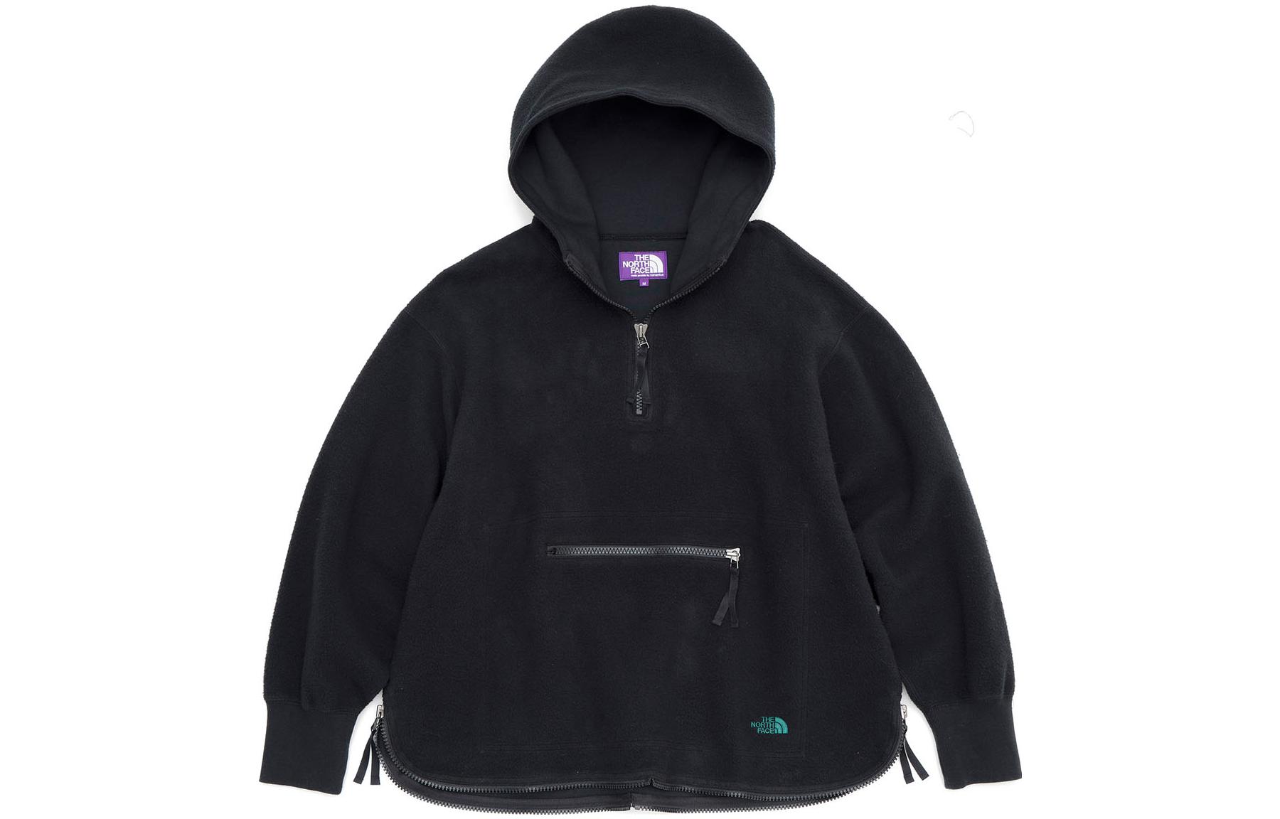 Order The North Face 紫標半拉鍊連帽衫 黑色 純色刺繡標誌 NT6251N-K
