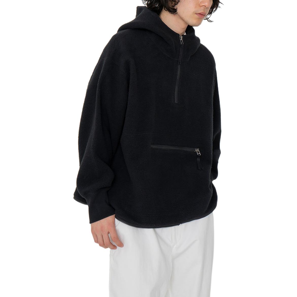 Lookbook The North Face 紫標半拉鍊連帽衫 黑色 純色刺繡標誌 NT6251N-K