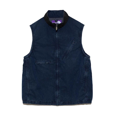 TNF PURPLE LABEL Indigo Stroll Field Vest Blue Sleeveless Jacket NY2356N-ID