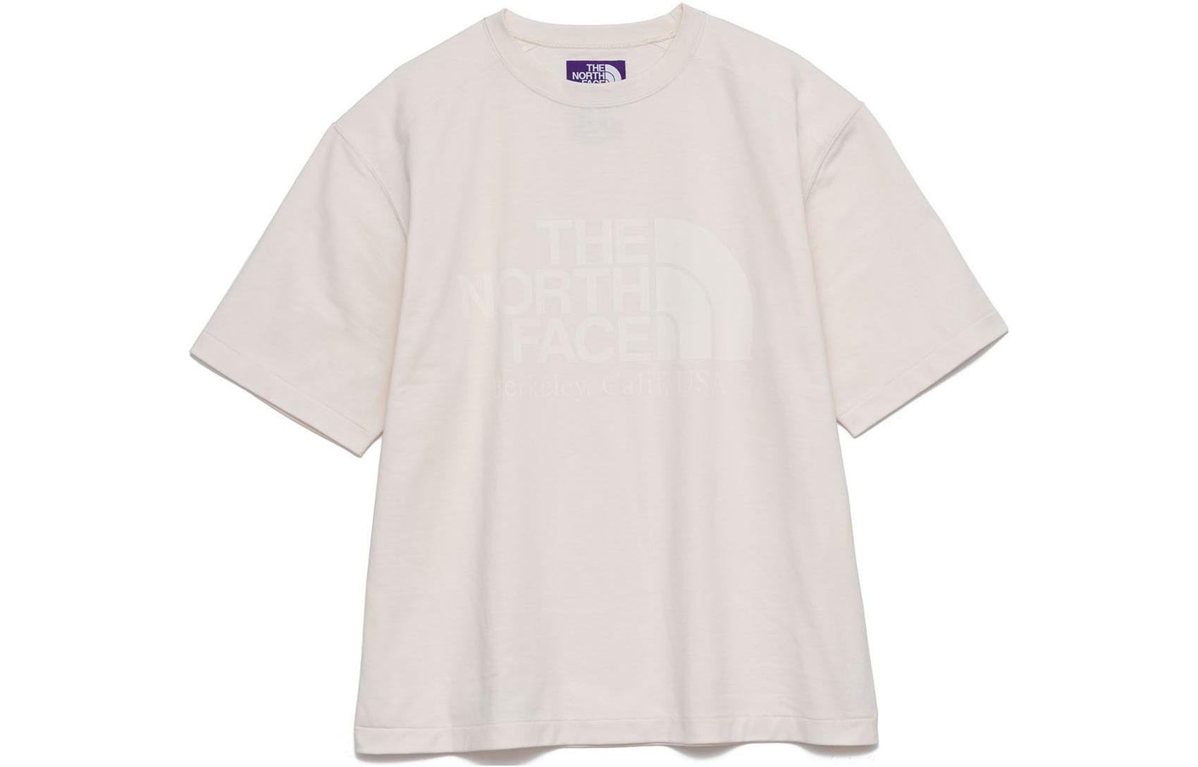 The North Face Purple Label Ivory Logo Print Unisex Crewneck T-Shirt. NT3314N-I