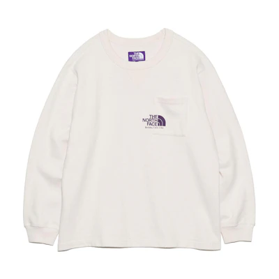TNF Purple Label Logo Print Ivory Loose Crewneck Long Sleeve Tee Men NT3405N-IV