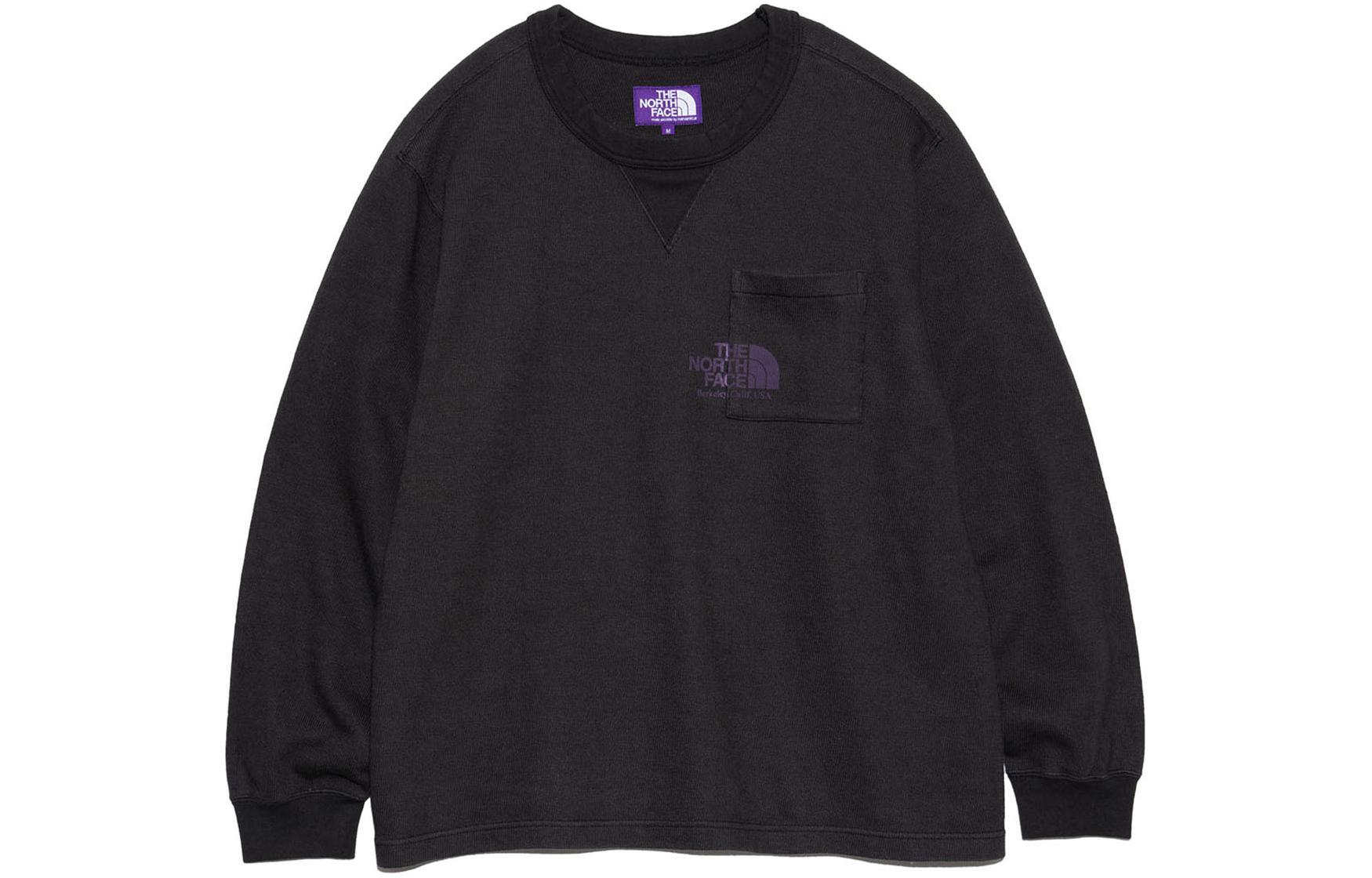 The North Face PURPLE LABEL Logo Print Loose Crew Neck Long Sleeve Tee Charcoal NT3405N-CH