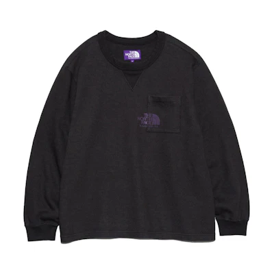 TNF PURPLE LABEL Logo Print Loose Crew Neck Long Sleeve Tee Charcoal NT3405N-CH