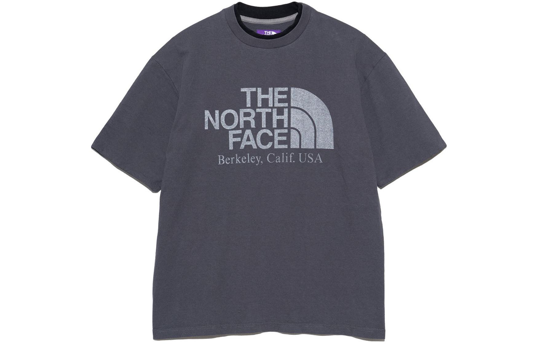 THE NORTH FACE Purple Label Logo Print Unisex Loose Fit T-Shirt Asphalt Gray NT3412N-AH
