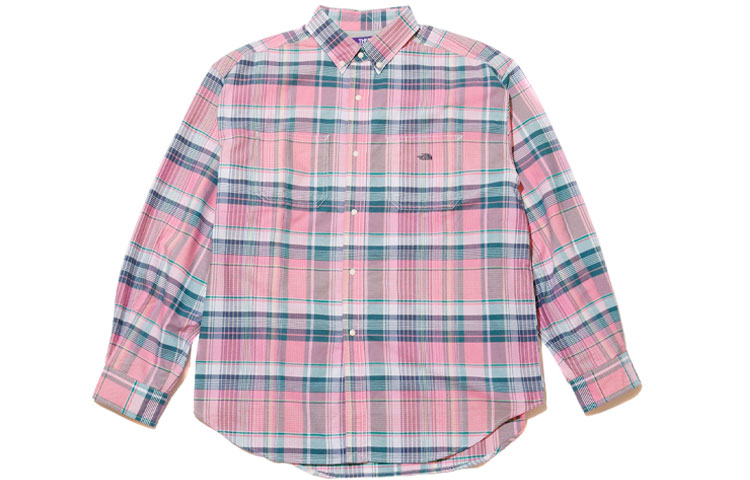 The North Face PURPLE LABEL Madras Plaid Unisex Loose Shirt Pink NT3203N-P