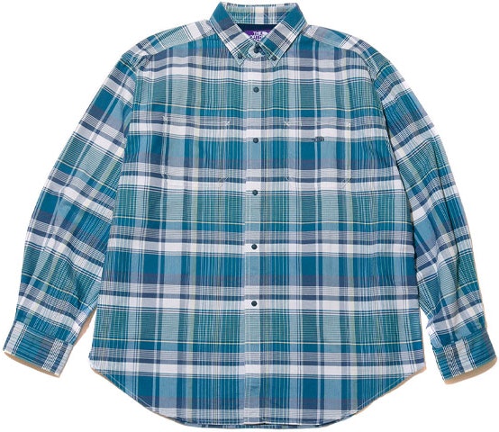 the-north-face-purple-label-madras-plaid-unisex-long-sleeve-shirt-blue-nt-3203-n-b