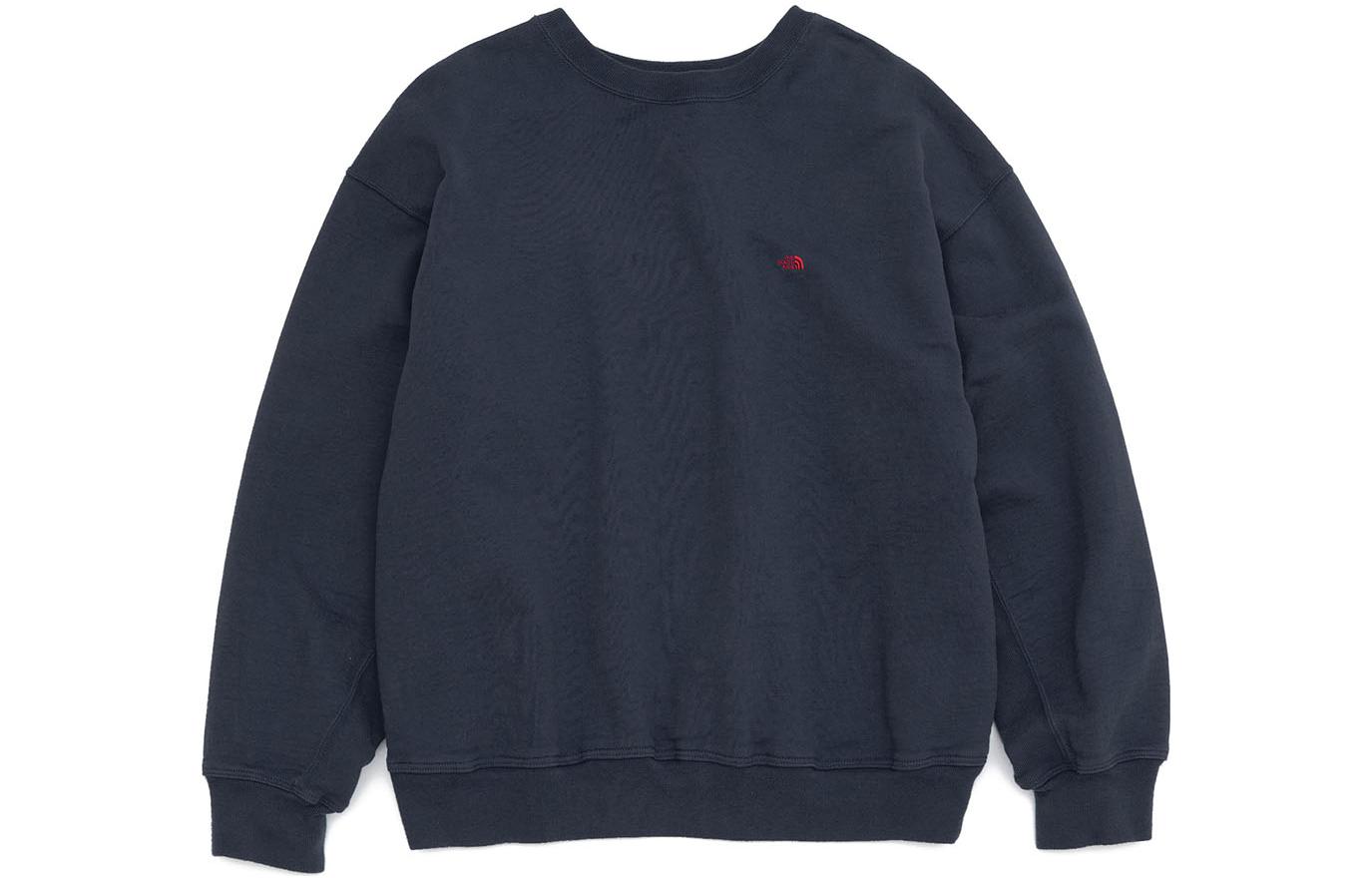 The North Face Purple Label Navy Blue Crewneck Sweatshirt with Logo Embroidery. NT6903N-NR