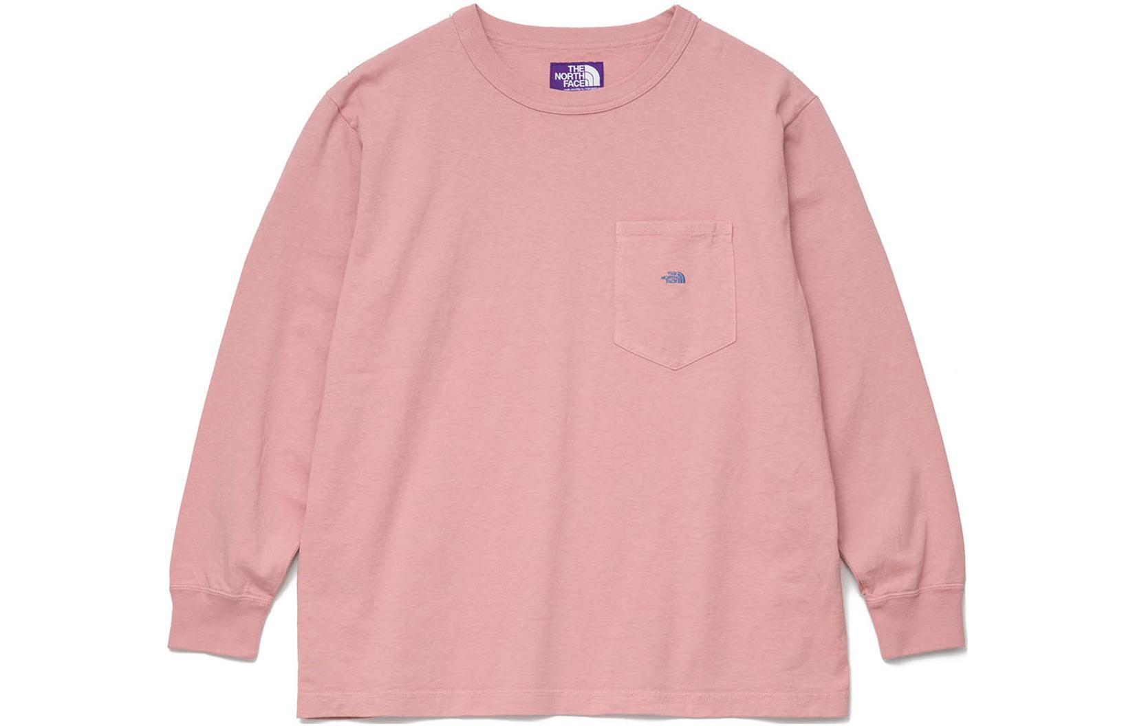 The North Face Purple Label Pink Logo Pocket Crewneck Long Sleeve Unisex Tee NT3305N-PB