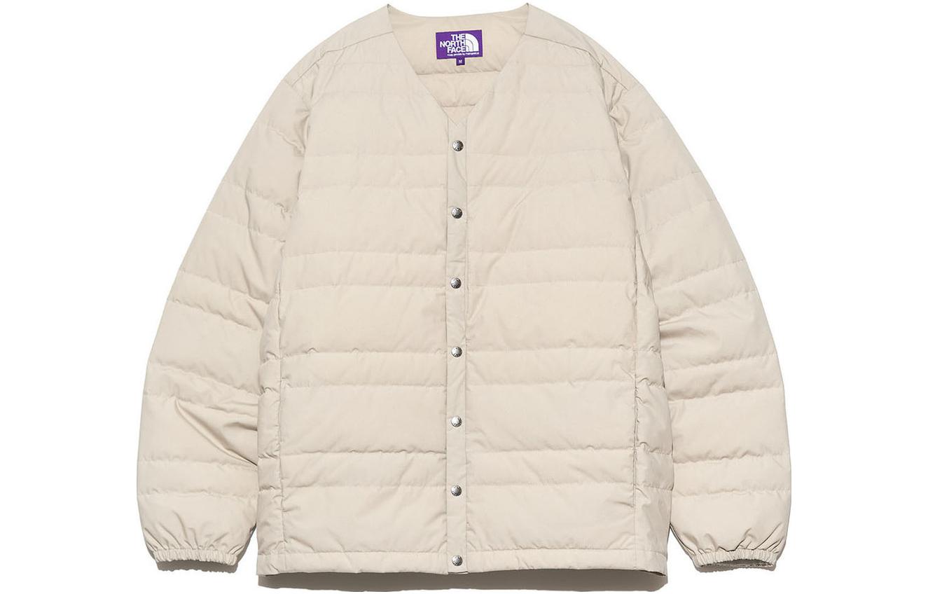 The North Face PURPLE LABEL Quilted V-Neck Snap Fleece Jacket Beige Unisex ND2360N-ST
