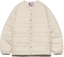 The North Face PURPLE LABEL Quilted V-Neck Snap Fleece Jacket Beige Unisex ND2360N-ST The North Face PURPLE LABEL Quilted V-Neck Snap Fleece Jacket Beige Unisex ND2360N-ST