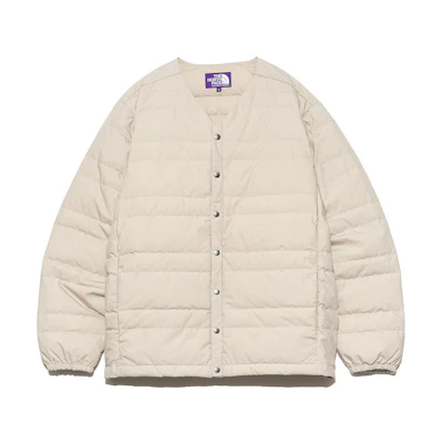 TNF PURPLE LABEL Quilted V-Neck Snap Fleece Jacket Beige Unisex ND2360N-ST