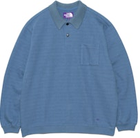 The North Face Purple Label Smoke Blue Loose Long Sleeve Polo Shirt NT3403N-SB The North Face Purple Label Smoke Blue Loose Long Sleeve Polo Shirt NT3403N-SB