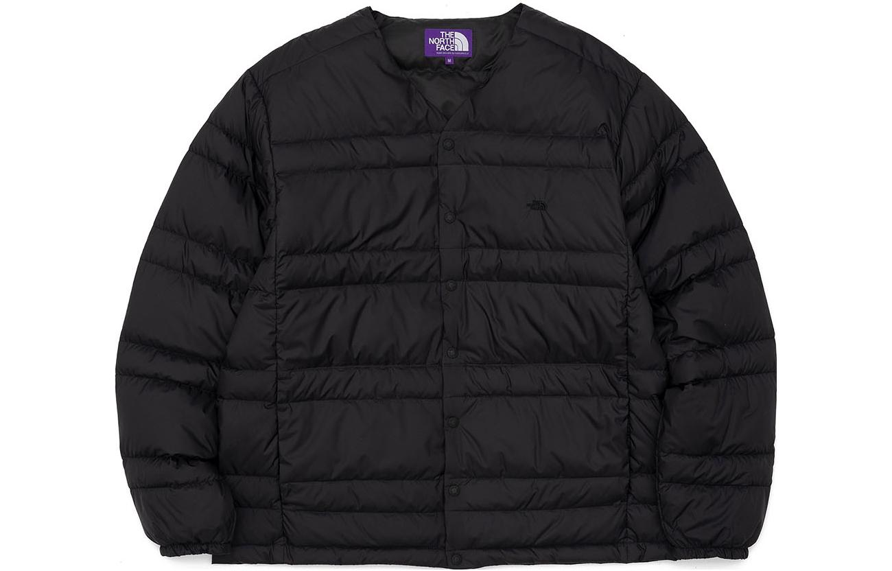 TNF Purple Label Solid Collarless Snap Long Sleeve Down Jacket Black ND2254N-K