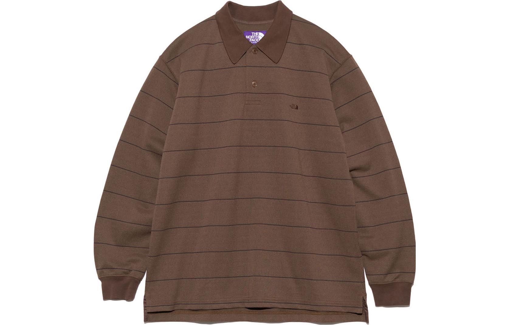 The North Face PURPLE LABEL Striped Long-Sleeve Polo Mocha NT6352N-MO