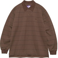 The North Face PURPLE LABEL Striped Long-Sleeve Polo Mocha NT6352N-MO The North Face PURPLE LABEL Striped Long-Sleeve Polo Mocha NT6352N-MO