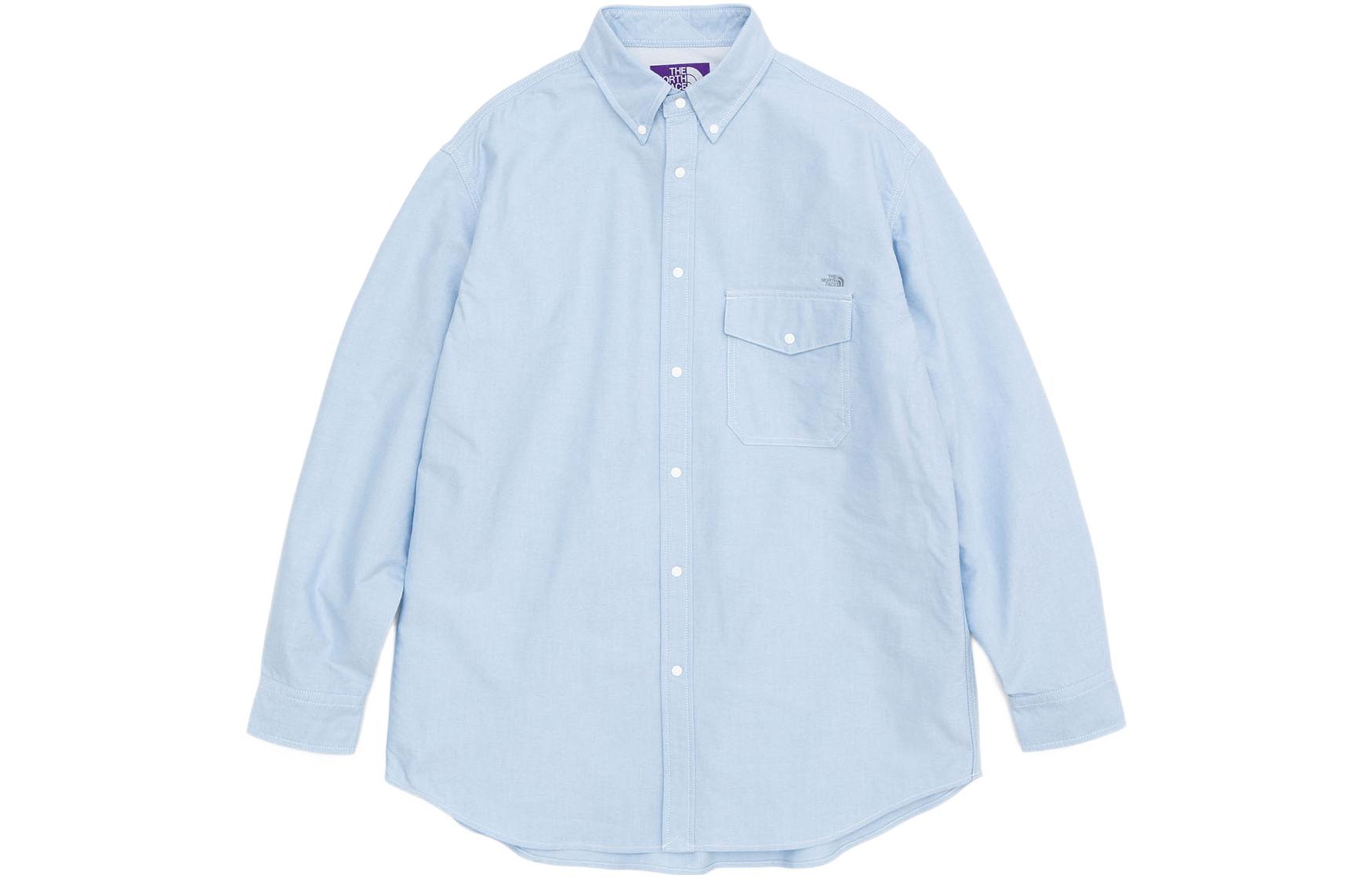 The North Face Purple Label Unisex Blue Cotton-Polyester Oxford Shirt NT3252N-SX