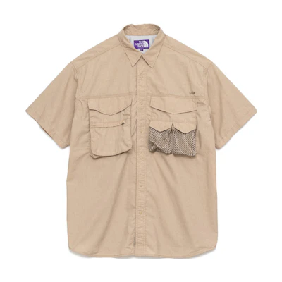 TNF Purple Label Unisex Khaki Multi-Pocket Short Sleeve Shirt NT3320N-BE