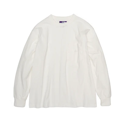 TNF PURPLE LABEL Unisex Pocket Embroidery White Long Sleeve Tee NT3102N-OW