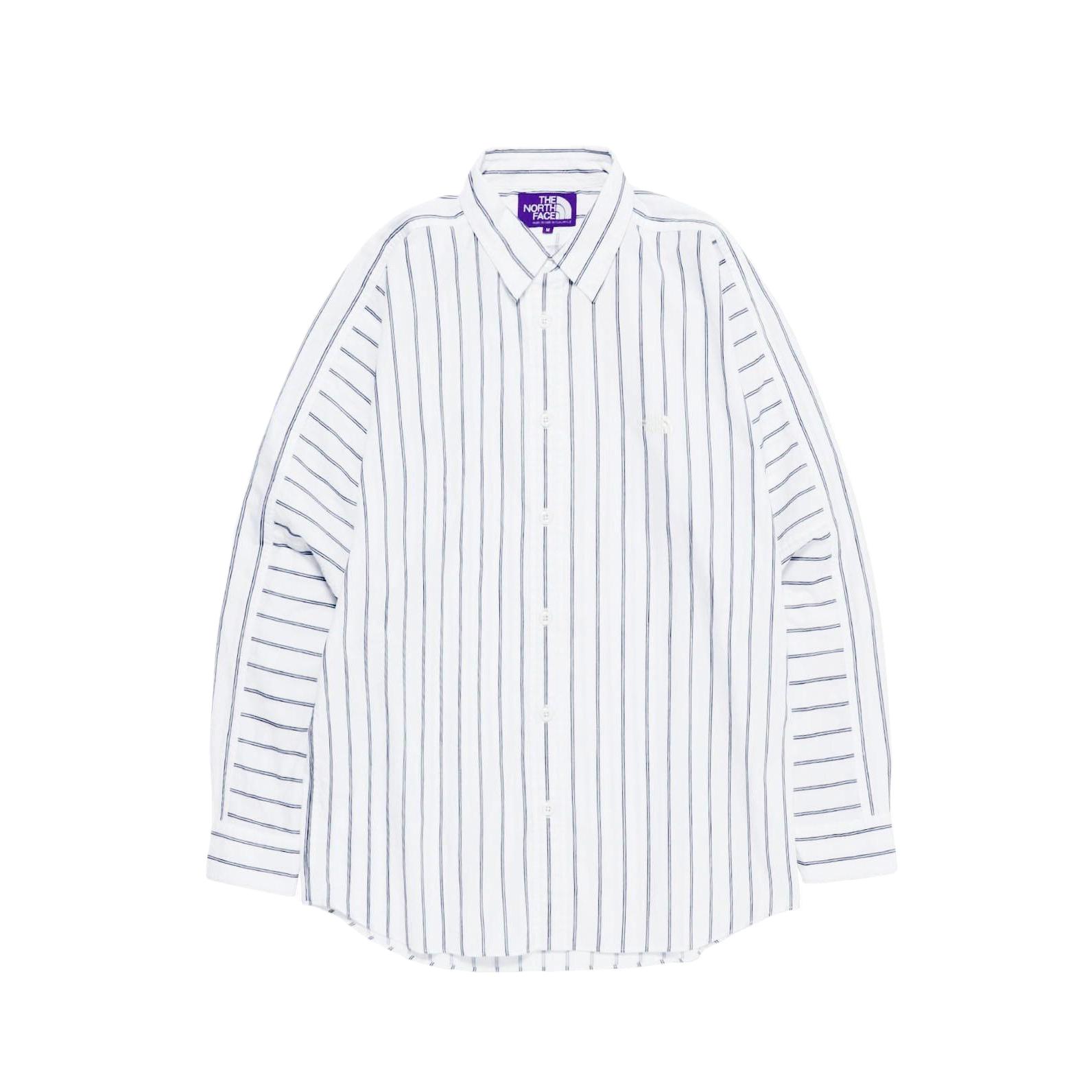 The North Face PURPLE LABEL White Striped Logo Embroidery Long Sleeve Shirt N24FG005