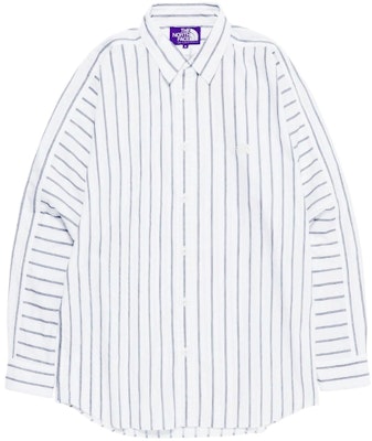 The North Face PURPLE LABEL 白色條紋標誌刺繡長袖襯衫 N24FG005 Buy The North Face PURPLE LABEL 白色條紋標誌刺繡長袖襯衫 N24FG005