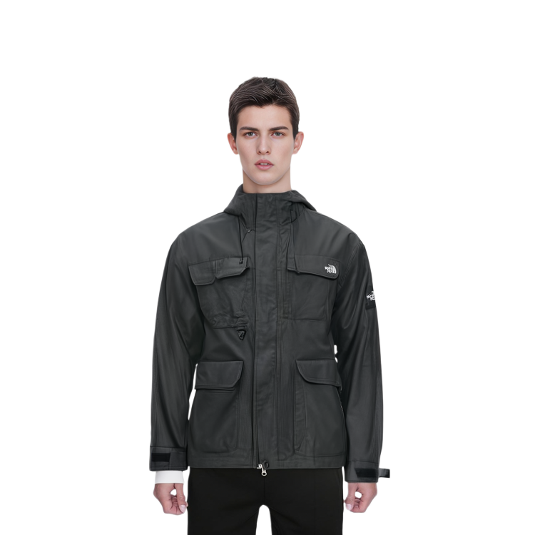 Details for The North Face Ranger Logo Hoodie Jaket Outdoor Multi-Pocket Unisex - Charcoal. NJ3BP53J