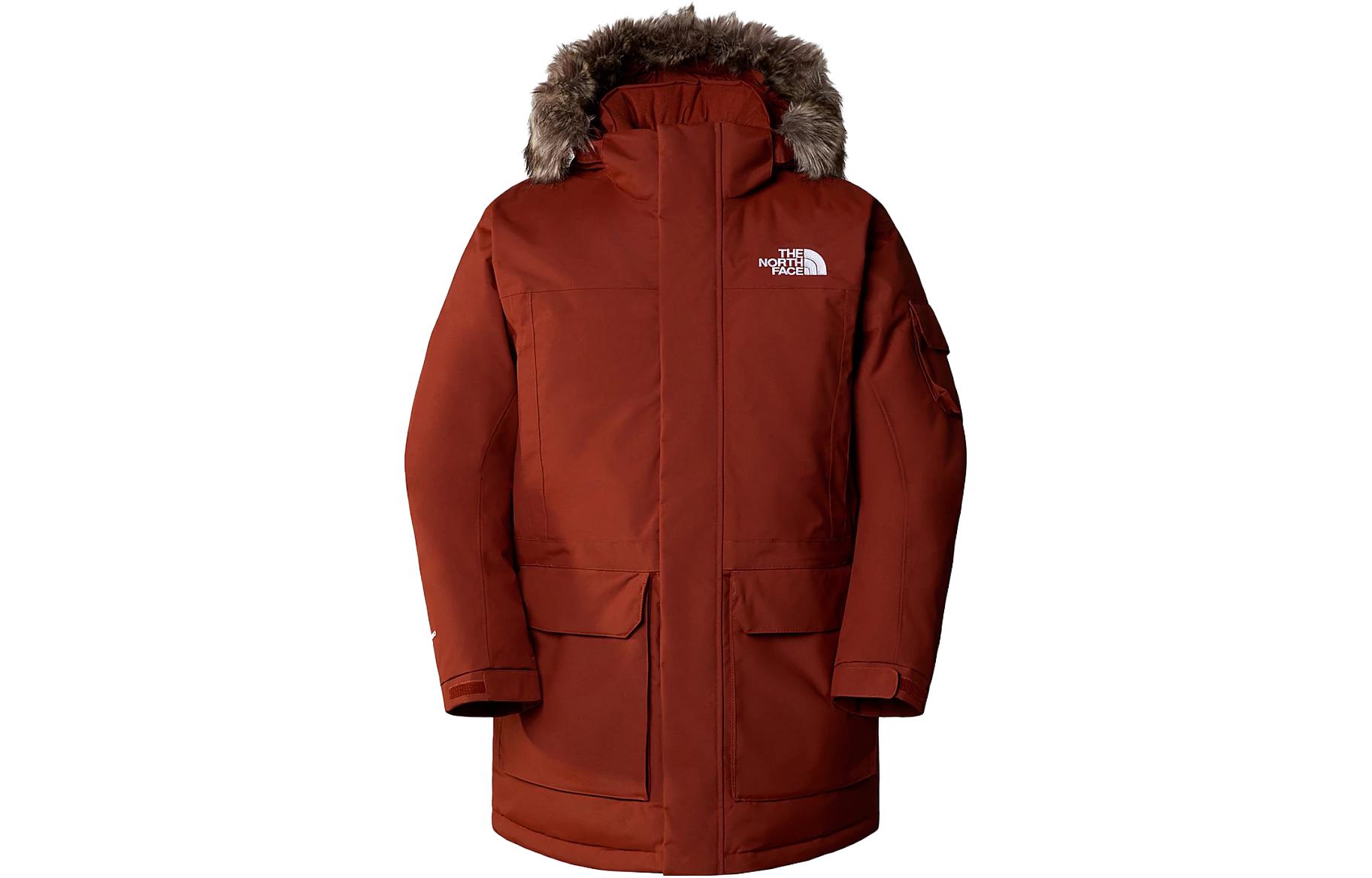 TNF Recycled McMurdo Down Jacket Brick Red - Detachable Fur & Waterproof NF0A4M8G-UBC
