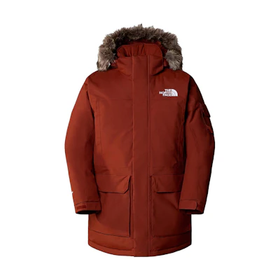 TNF Recycled McMurdo Down Jacket Brick Red - Detachable Fur & Waterproof NF0A4M8G-UBC