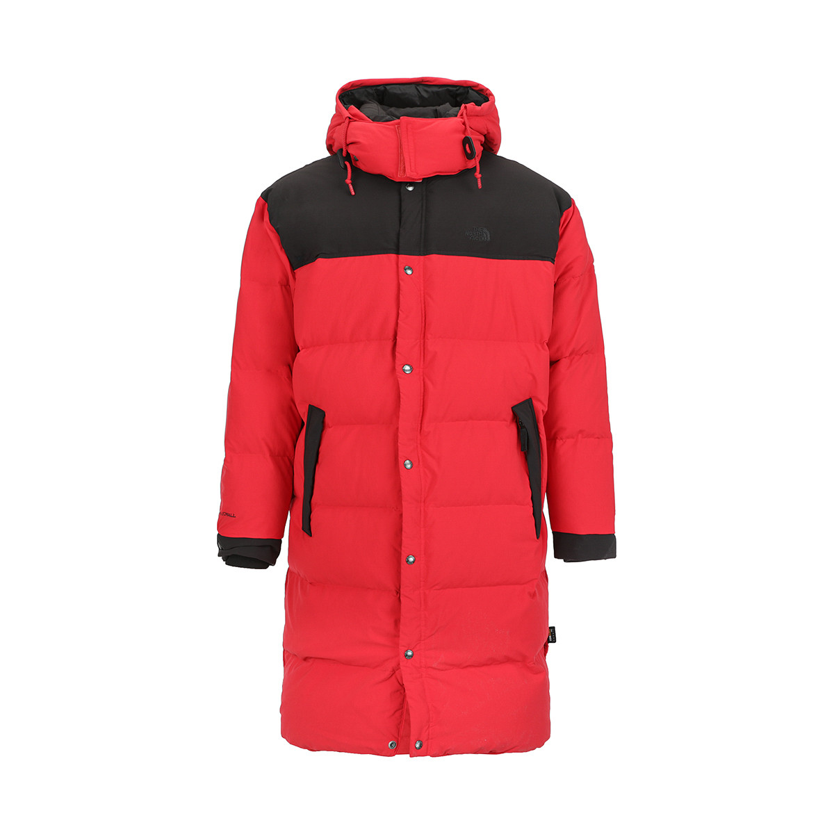 TNF Red Colorblock Long Down Jacket with Detachable Hood NF0A3VVA-682
