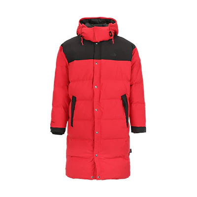 TNF Red Colorblock Long Down Jacket with Detachable Hood NF0A3VVA-682