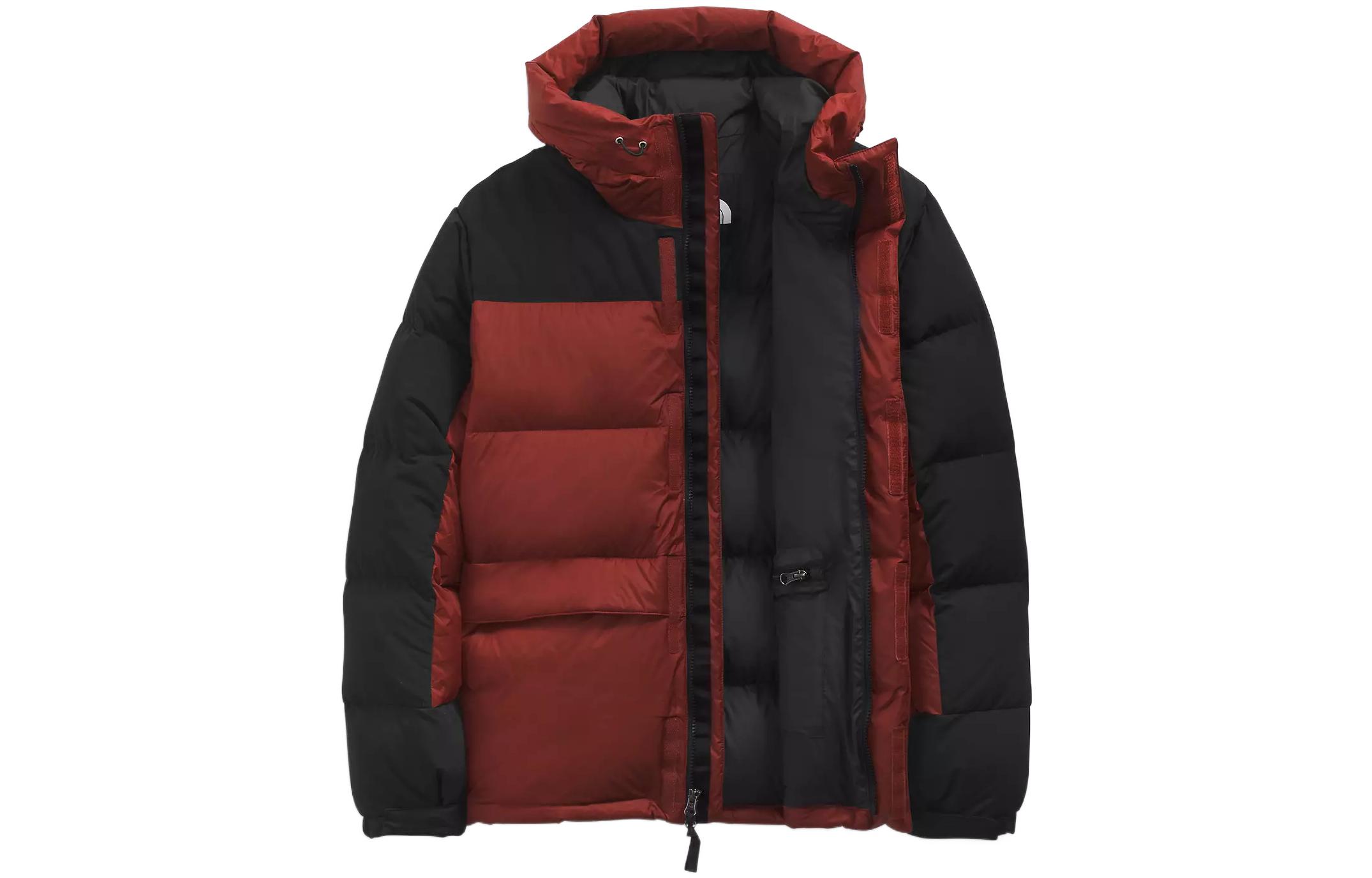TNF Red Hooded Puffer Jacket: Winter Colorblock Edition NF0A4QYX-BDQ