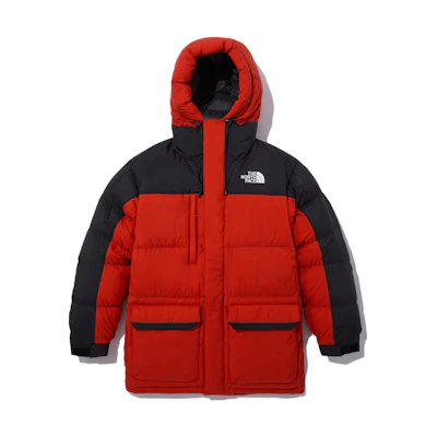 TNF Red Logo Print Colorblock Hooded Down Jacket NJ1DN62C