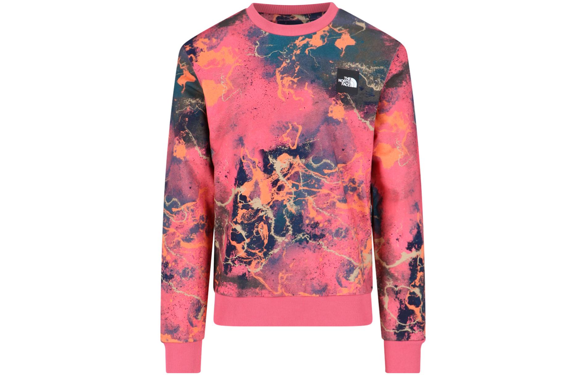 TNF Red Logo Print Crewneck Long Sleeve Sweatshirt for Men NF0A8238I-OC1