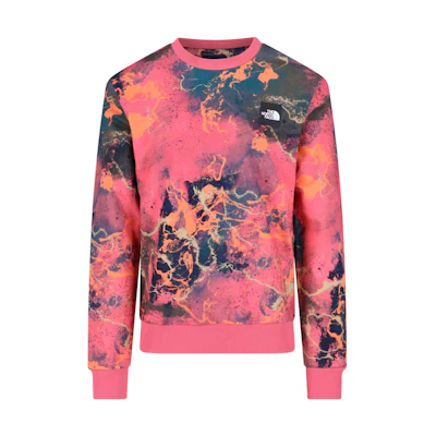 TNF Red Logo Print Crewneck Long Sleeve Sweatshirt for Men NF0A8238I-OC1