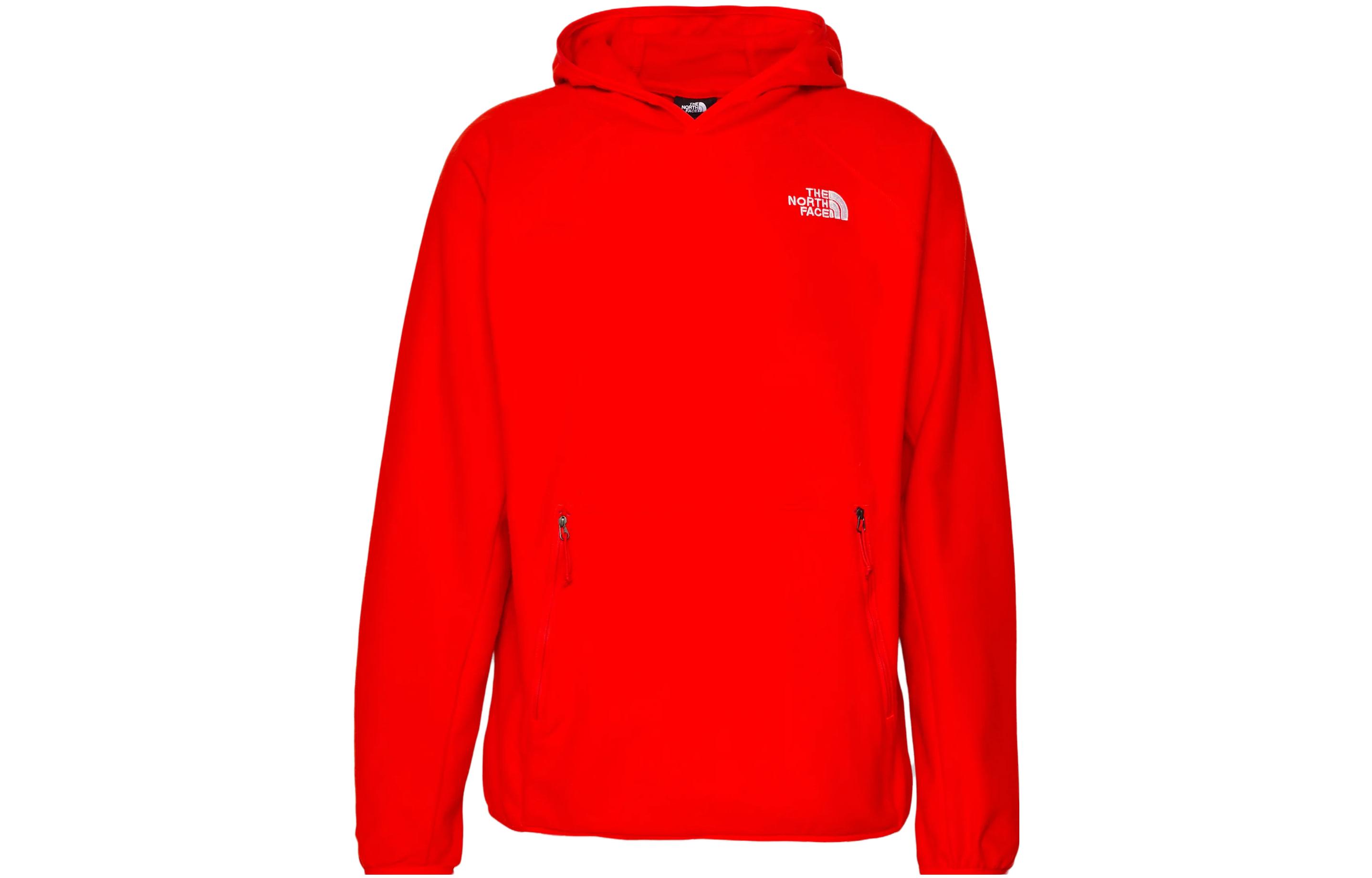 TNF Red Logo Print Long-Sleeve Loose Hoodie for Men NF0A7SWJ-15Q